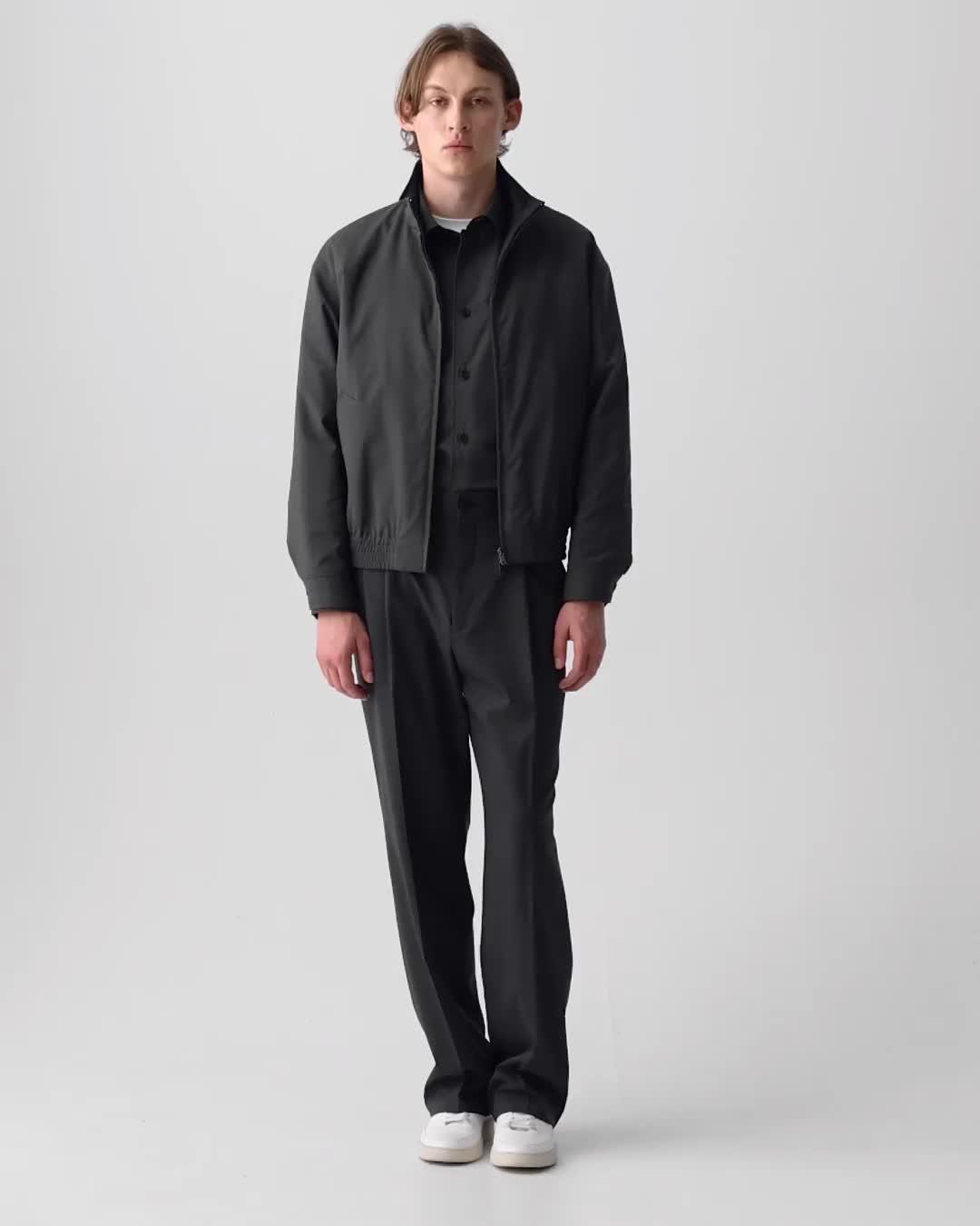 Charcoal Melange Reversible Jacket in Motion Wool | Men's Wool