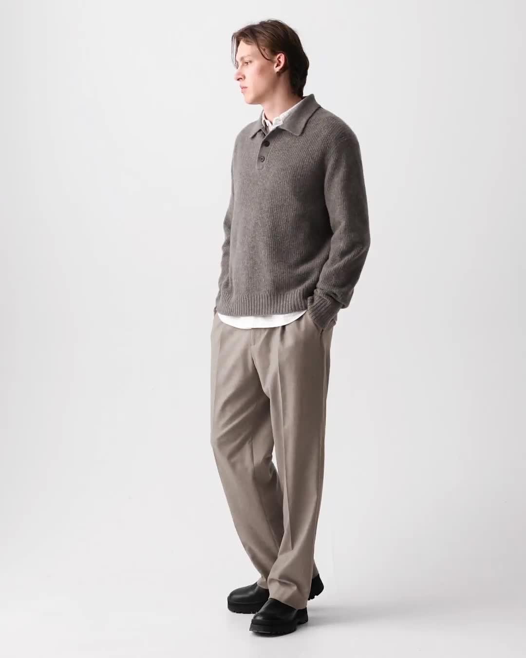 トップス Theory Bond Wool Twill Selk PA A Cashmere-Blend Flannel Relaxed Pleat Pant | Theory