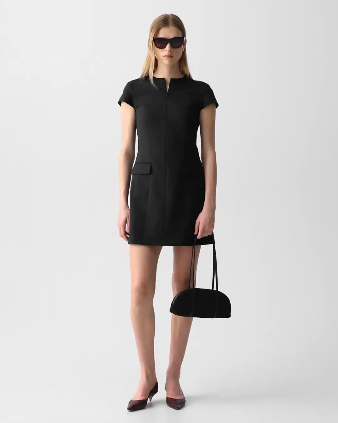 ワンピース Andmary Fur pocket mini dress black Andmary Fur pocket mini dress black Fur pocket mini dress