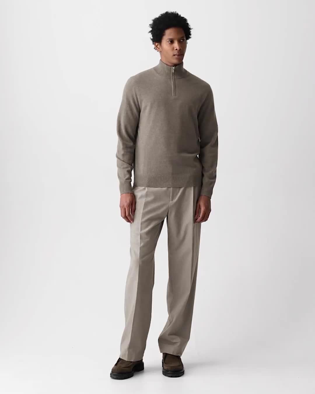 トップス 23AW Theory Cashmere3 Hilles QT CZ Men's Cashmere Quarter-Zip Sweater in Dark Feather Melange | Theory