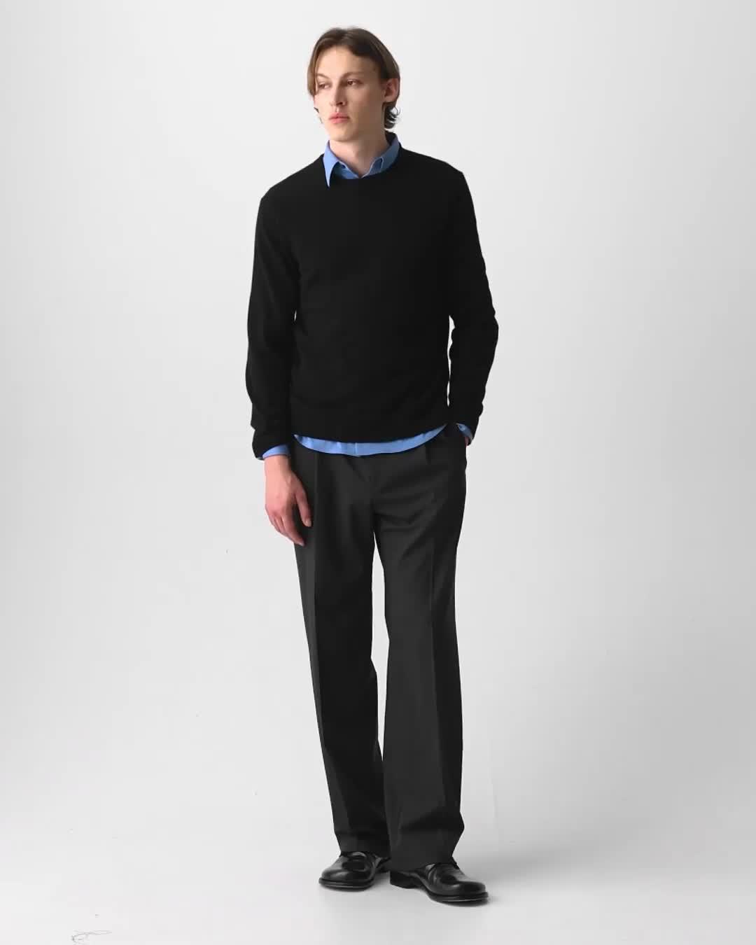 Men's Cashmere Crewneck Sweater in Black | Theory