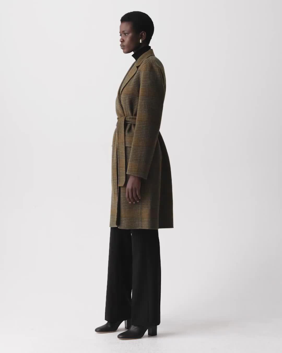 Belted Coat in Plaid Wool-Cashmere | Women's Wool-Cashmere Coat