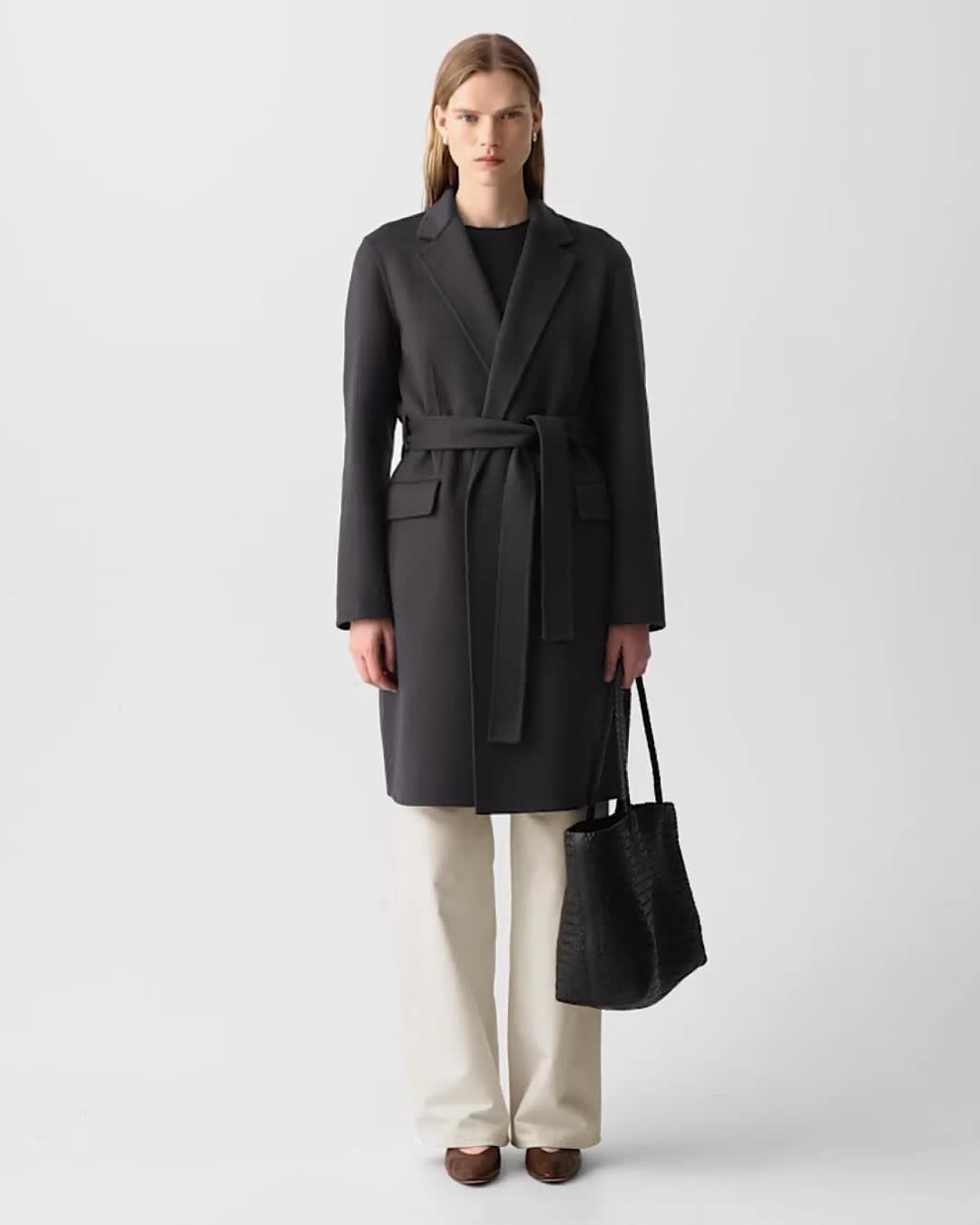 Women's Wool-Cashmere Belted Coat in Hickory Melange | Theory
