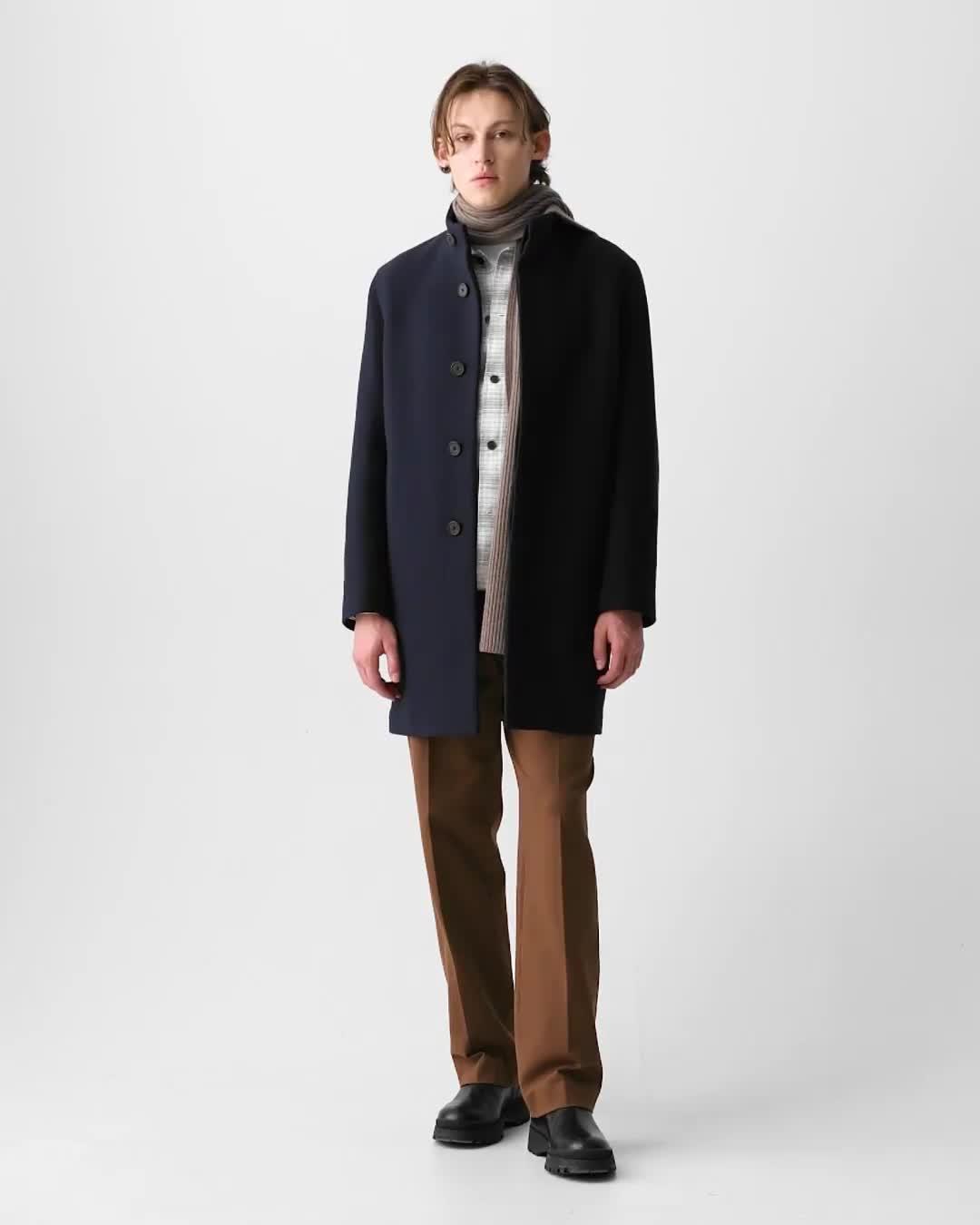 Men's Textured Melton Coat in Baltic | Theory