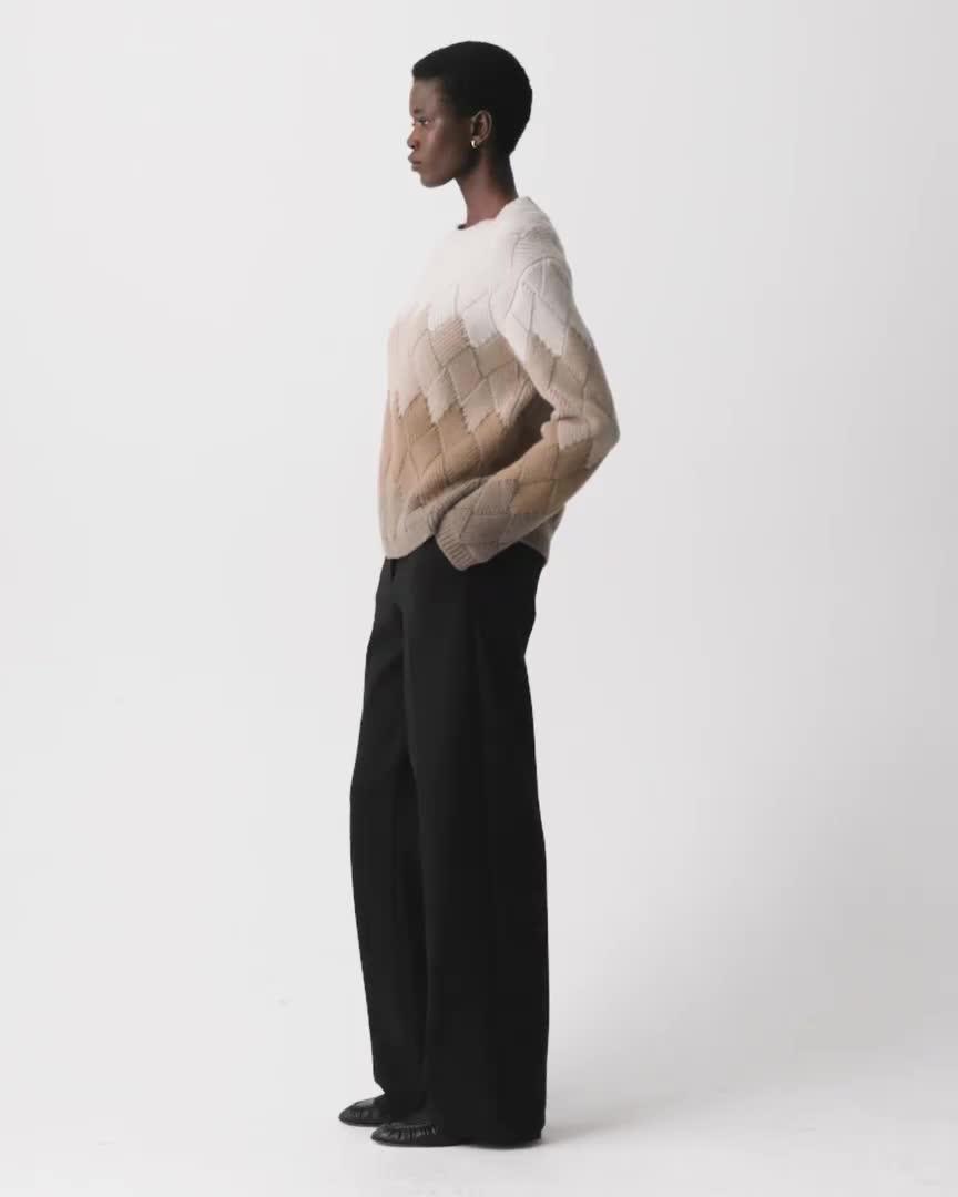 Diamond Weave Sweater in Felted Wool-Cashmere