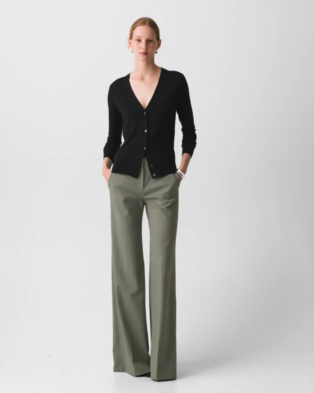 Fluid Flare Pant, 30'' in Wool Gabardine