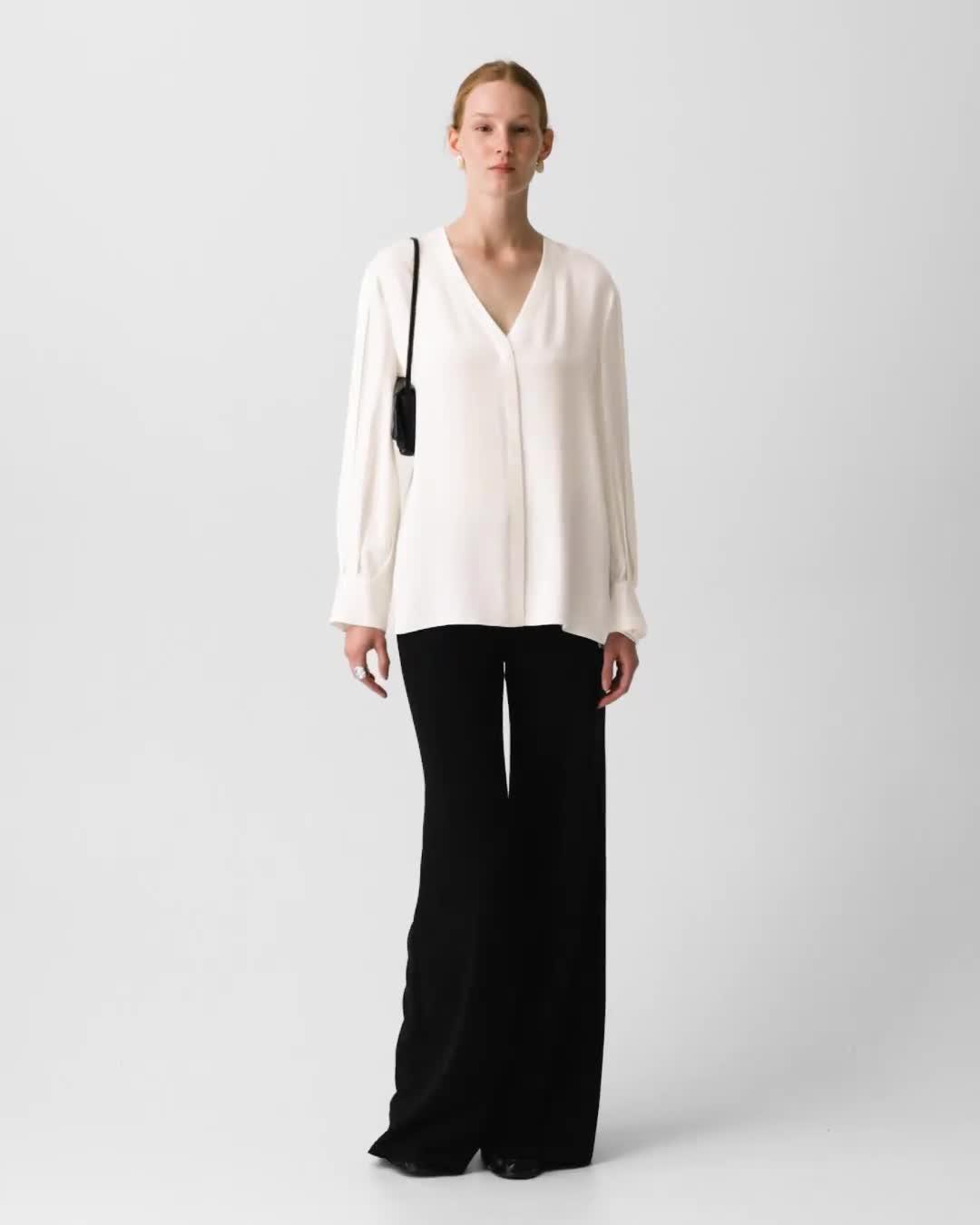 V-Neck Blouse in Silk Georgette