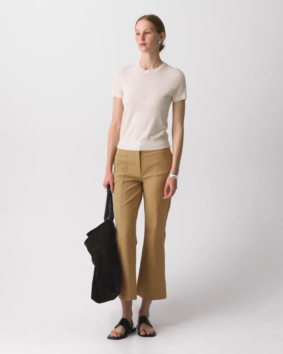 Seamed Kick Pant in Stretch Cotton-Blend