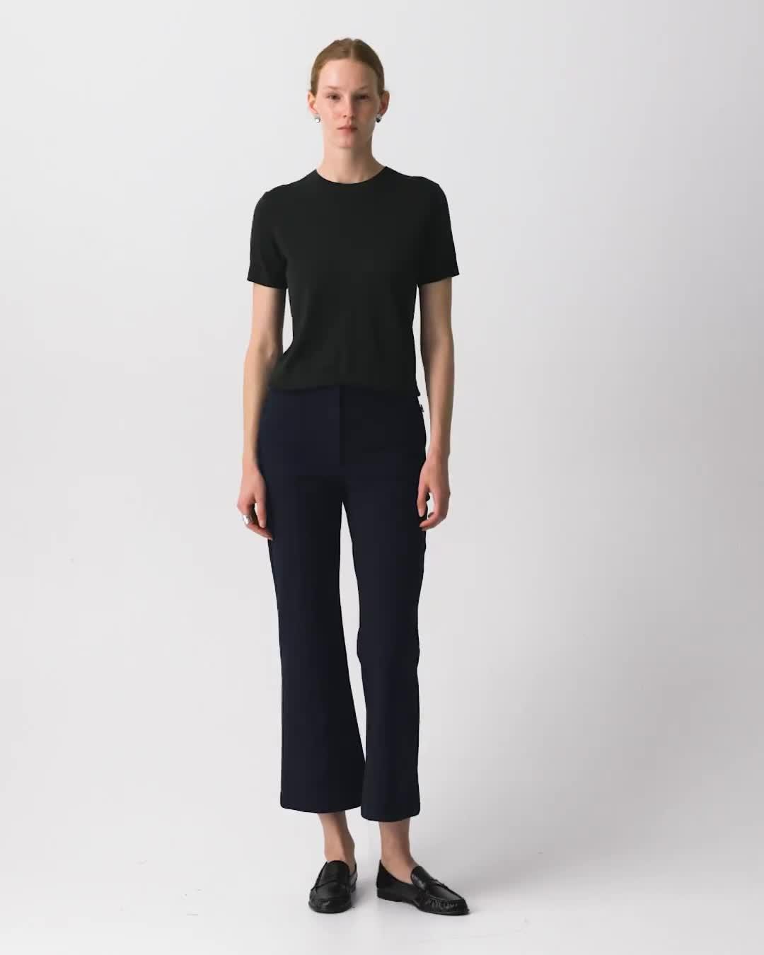 Seamed Kick Pant in Stretch Cotton-Blend