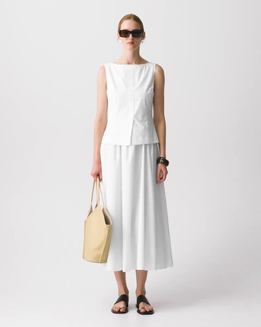 Boatneck Midi Dress in Relaxed Poplin