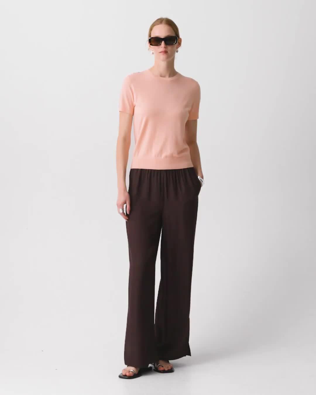 Vented Pull-On Trousers in Washed Twill