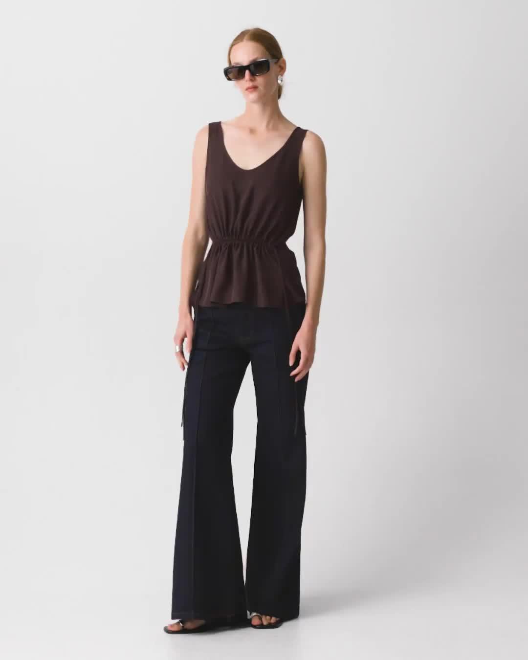 Tie-Waist Tank Top in Washed Twill