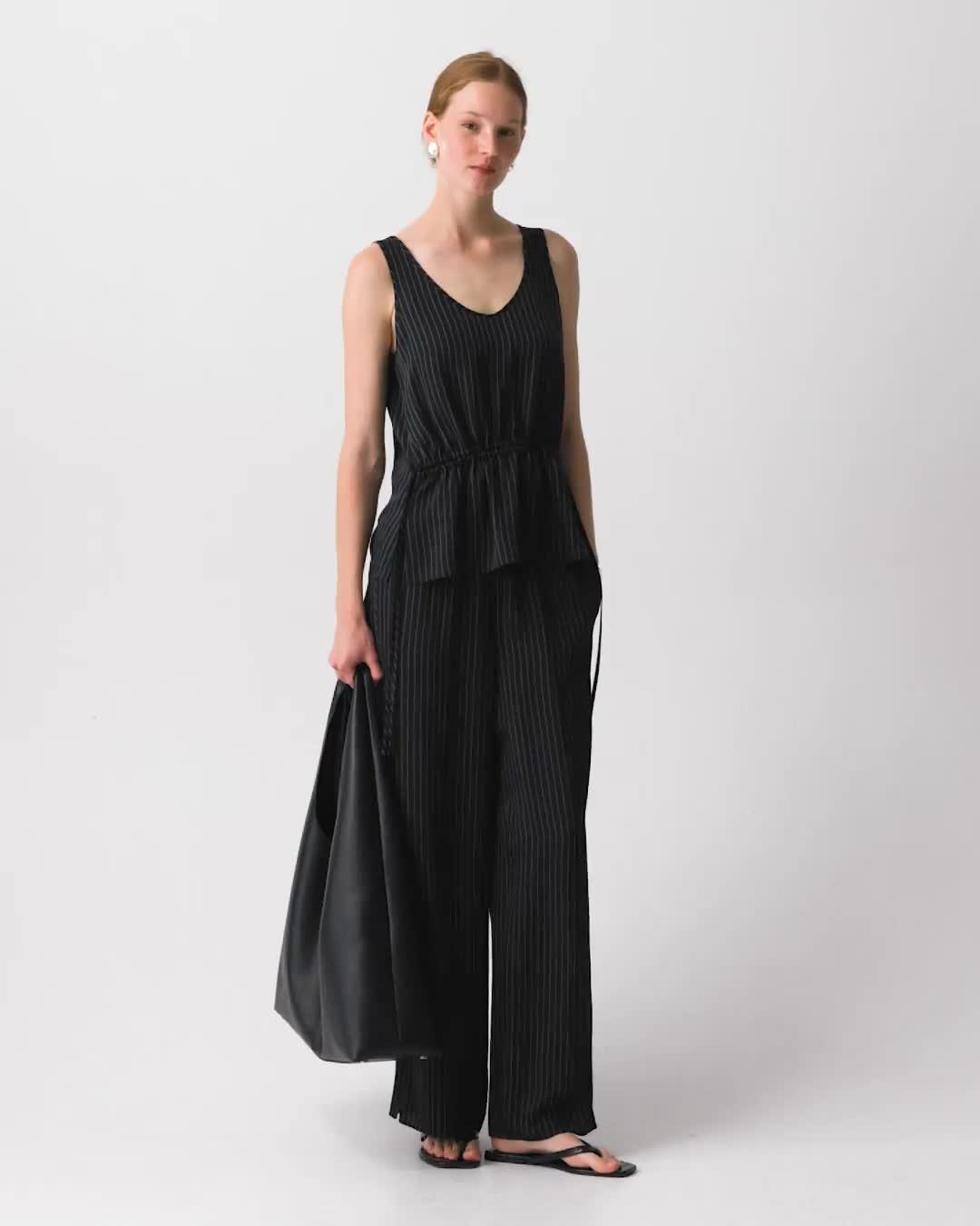 Tie-Waist Tank Top in Washed Stripe