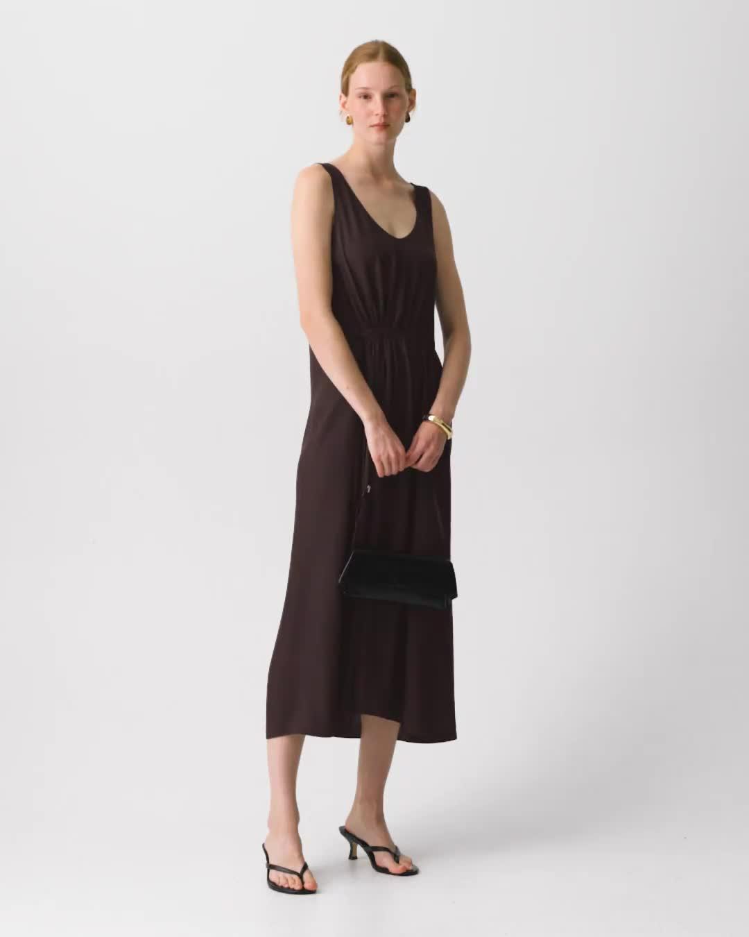 Tie-Waist Tank Dress in Washed Twill