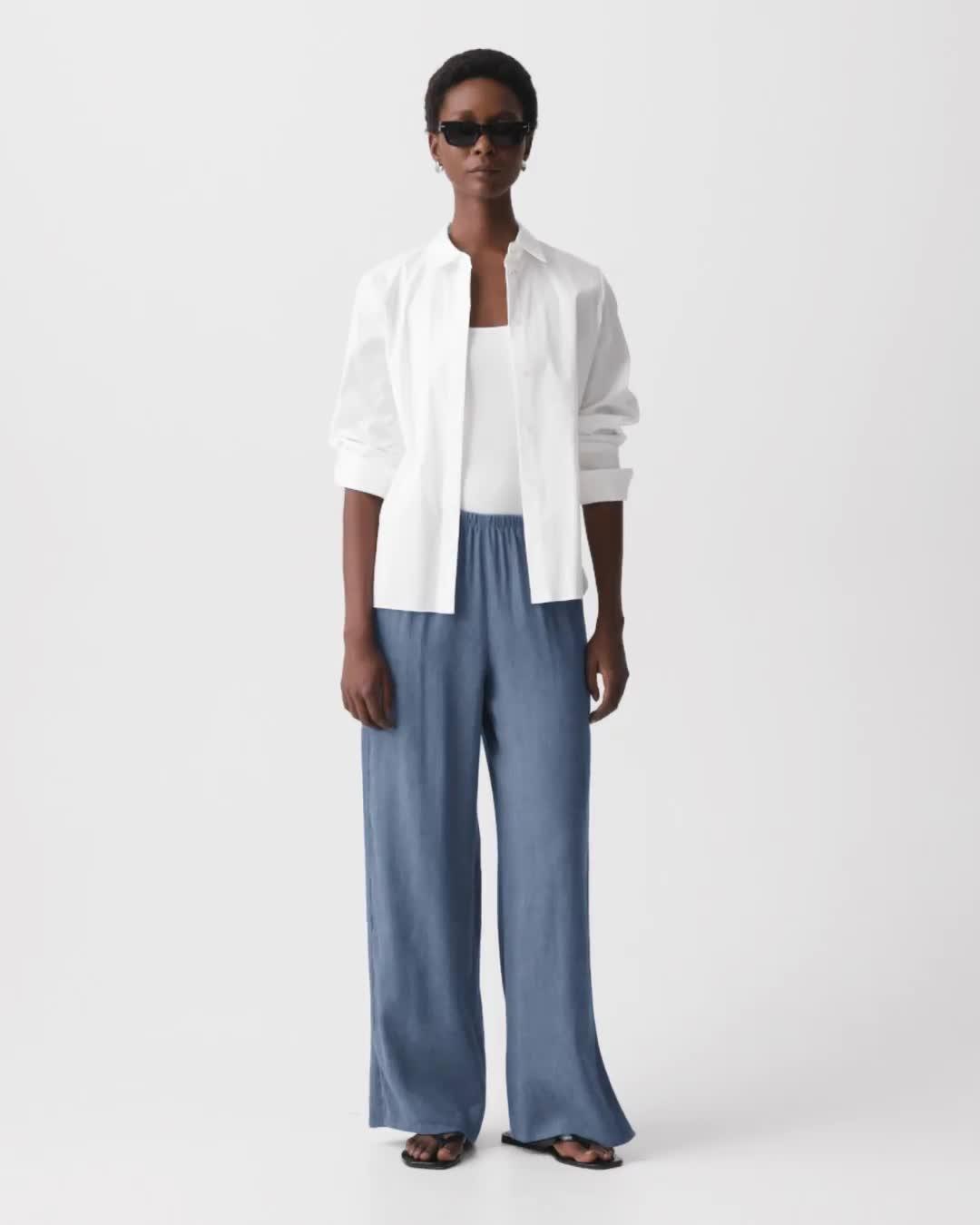 Vented Pull-On Pant in Fluid Linen
