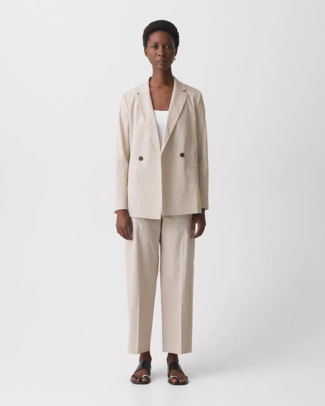 Classic Straight Pull-On Pant in Textured Linen