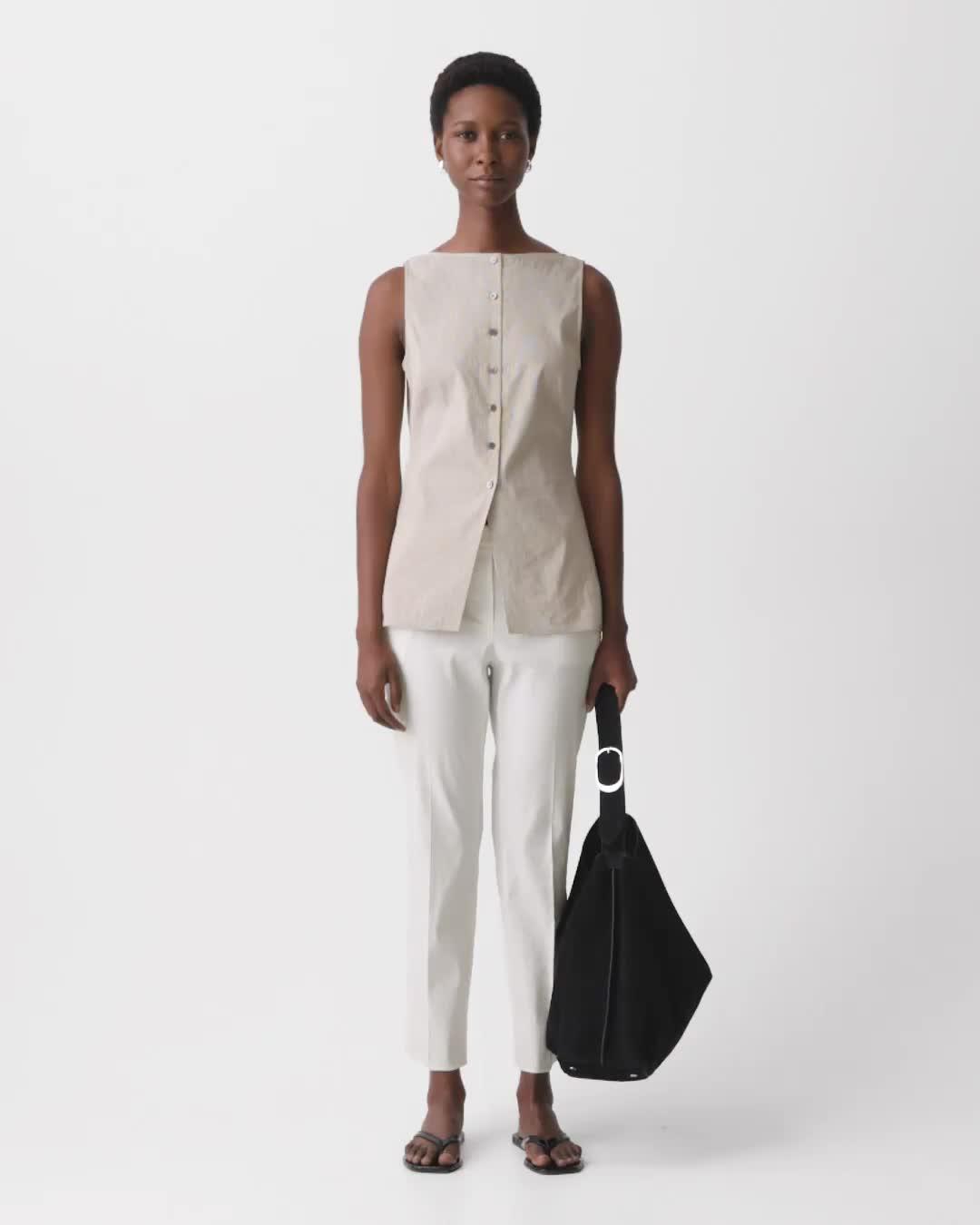 Boatneck Cutaway Top in Textured Linen