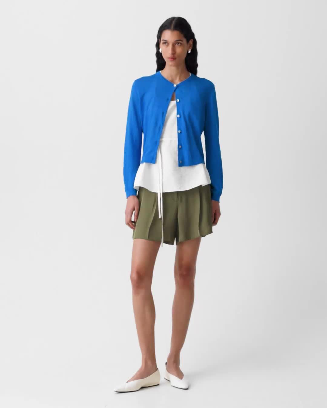 Crewneck Cardigan in Linen Knit