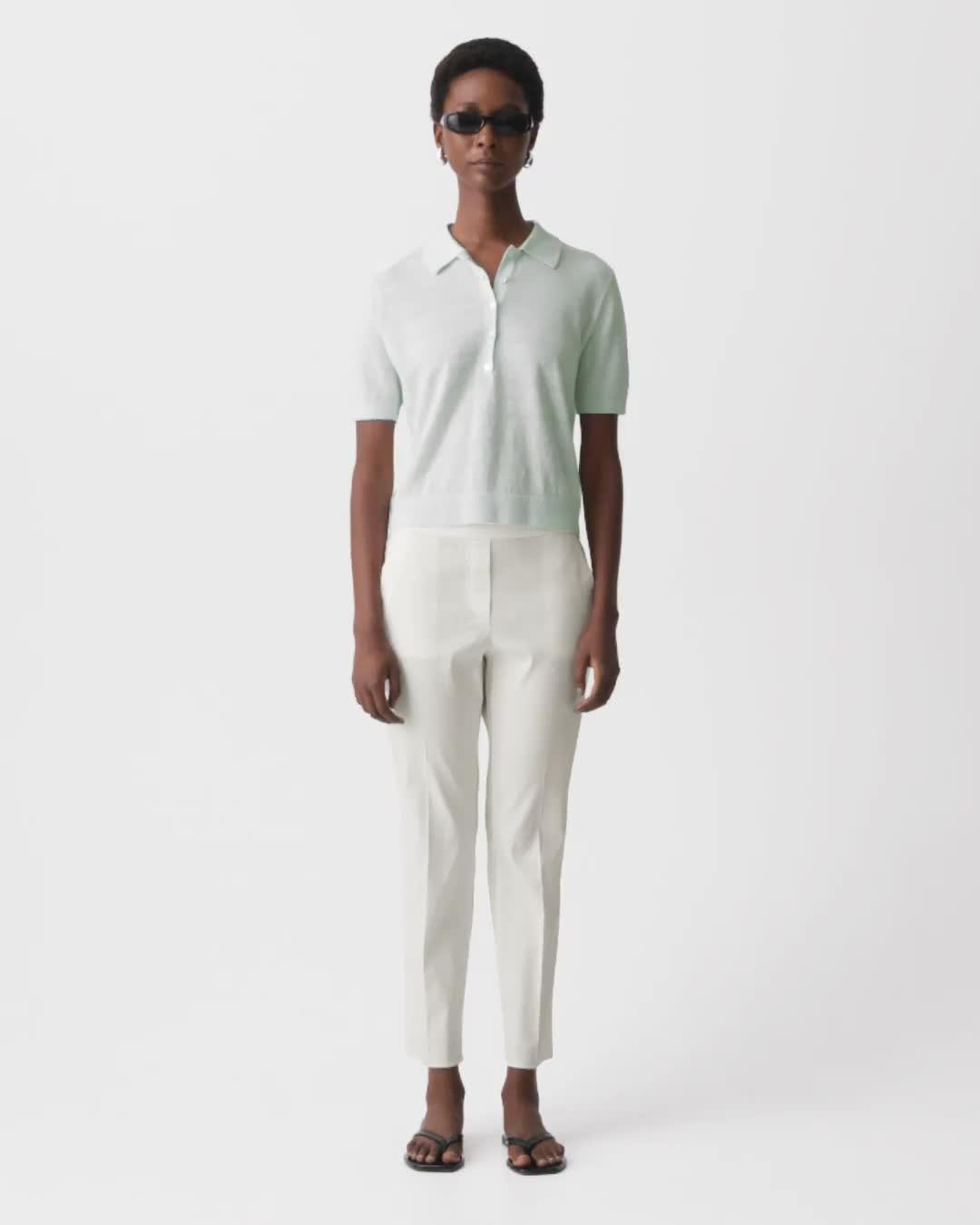 Sheer Polo Shirt in Linen Knit