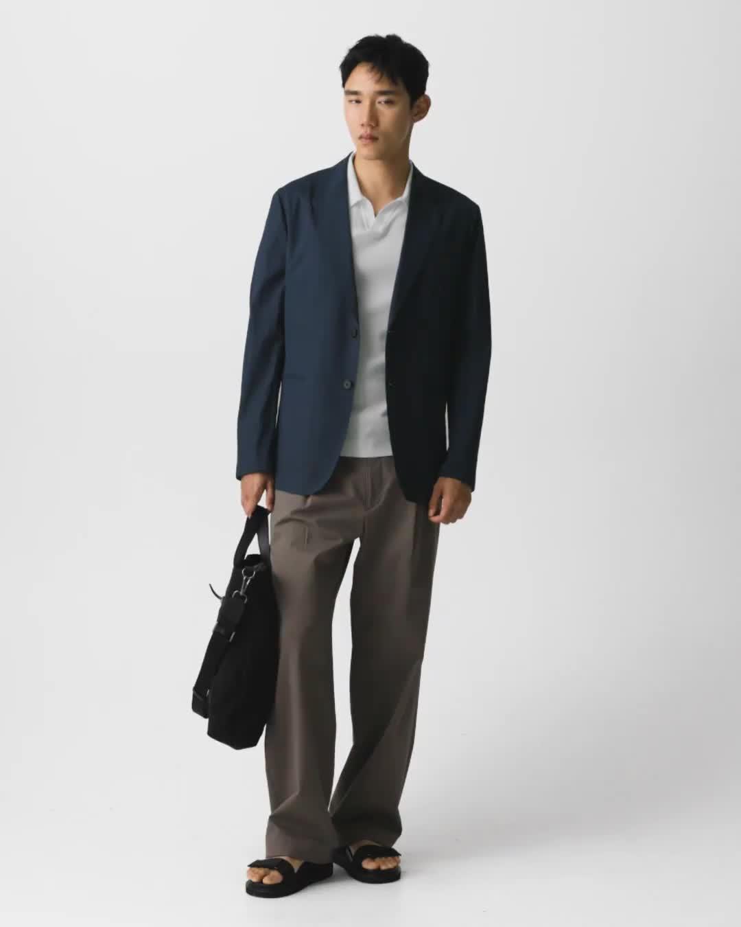 Men's Dark Blue Wing Linen Standard Blazer for Summer | Breathable