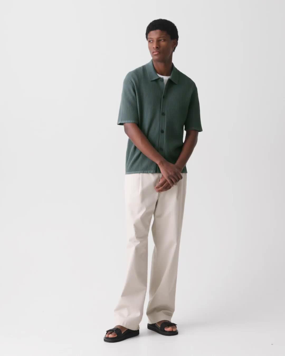 Mesh Button-Up Shirt in Cotton