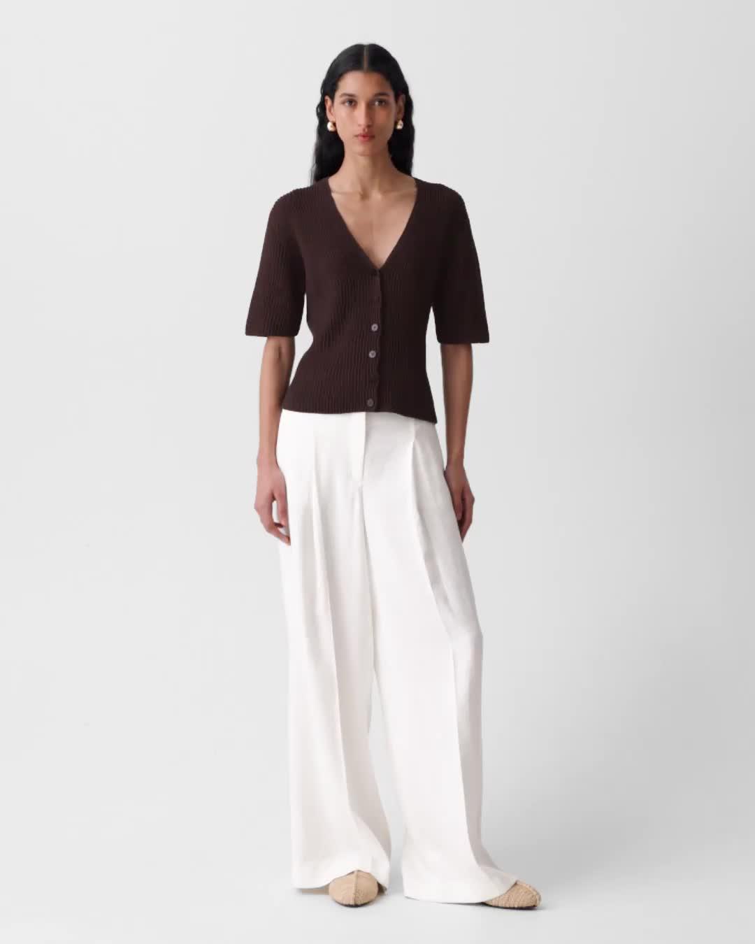 Slim Cardigan in Ribbed Cotton