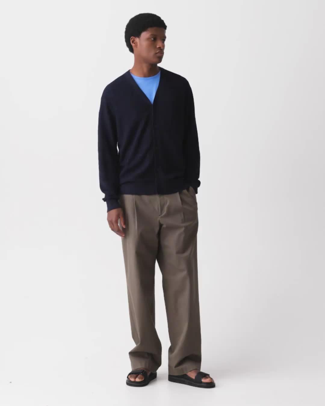 V-Neck Cardigan in Pacific Linen