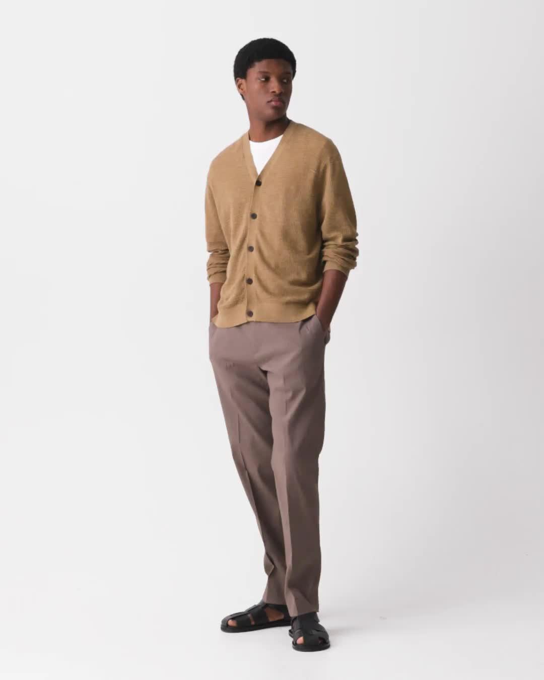 V-Neck Cardigan in Pacific Linen