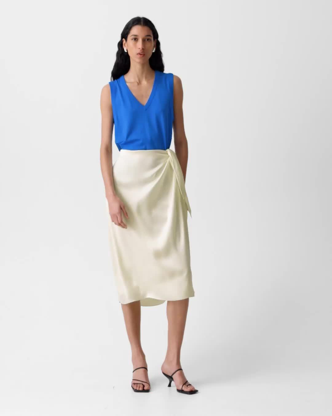 Draped Sarong Skirt in Crushed Satin