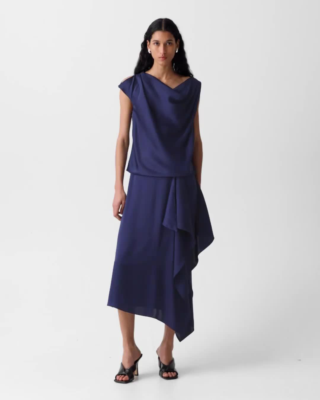 Draped Sarong Skirt in Crushed Satin