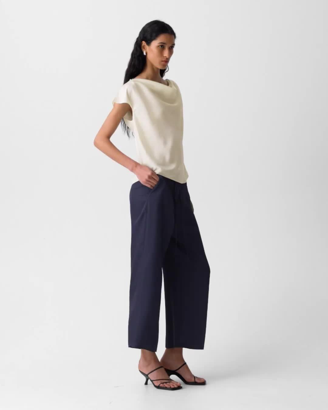 Cowl Neck Blouse in Crushed Satin