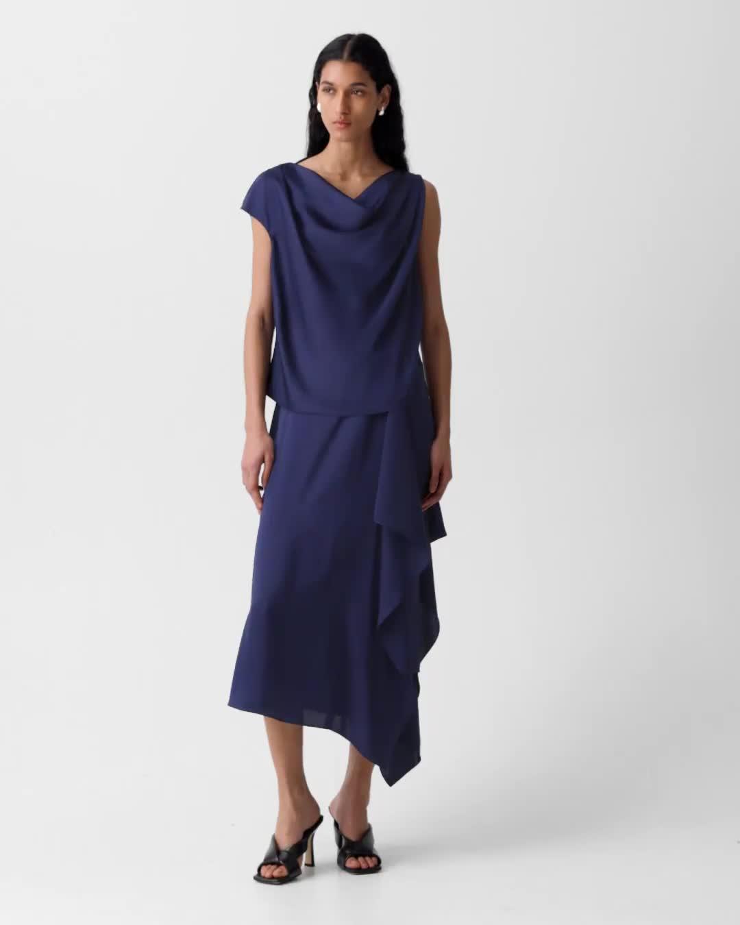 Cowl Neck Blouse in Crushed Satin