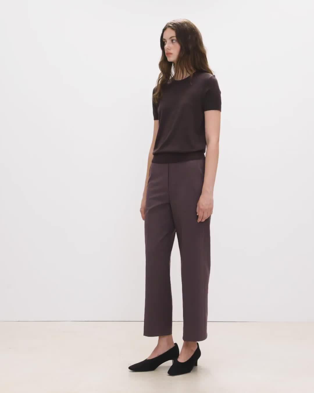 Classic Straight Pull-On Pant in M&eacute;lange Crepe
