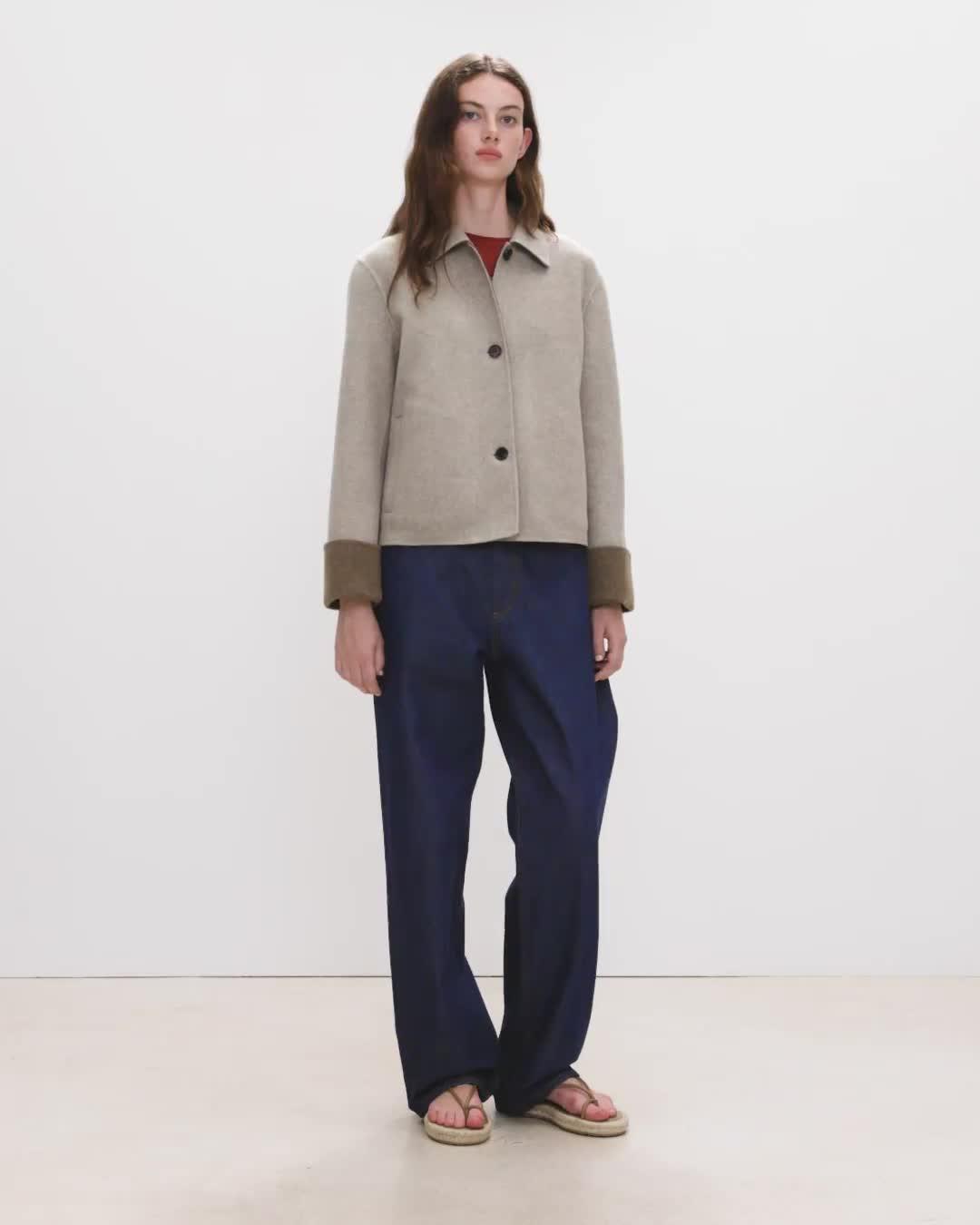 Boxy Cuff Jacket in Double-Face Wool Twill