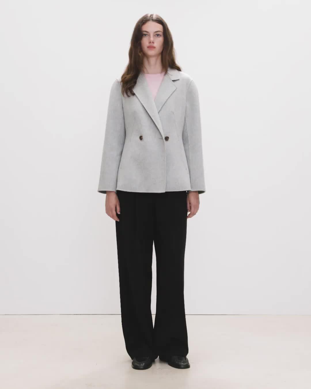 Peplum Double-Breasted Blazer in Double-Face Wool-Cashmere