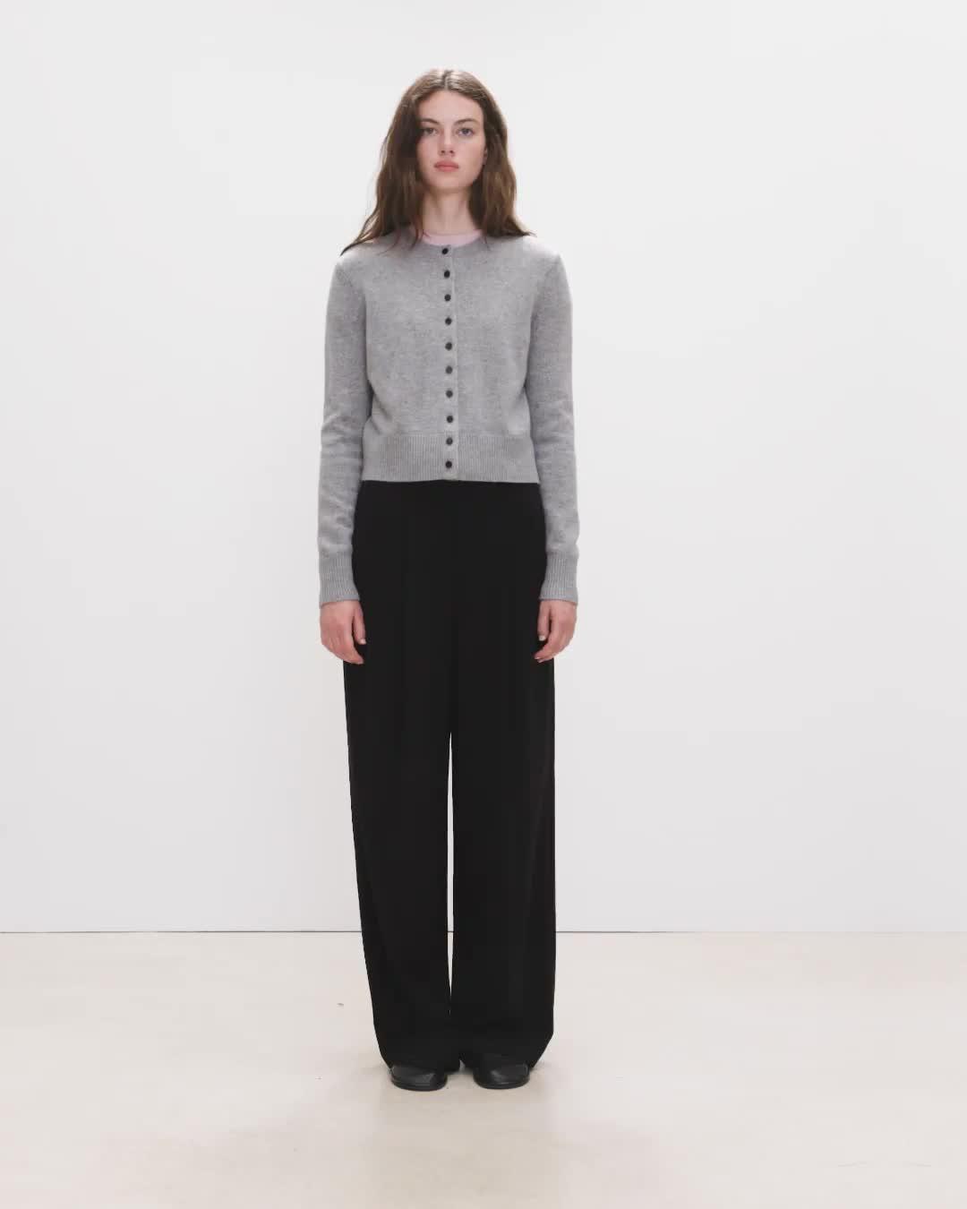 Crewneck Button-Up Cardigan in Cashmere