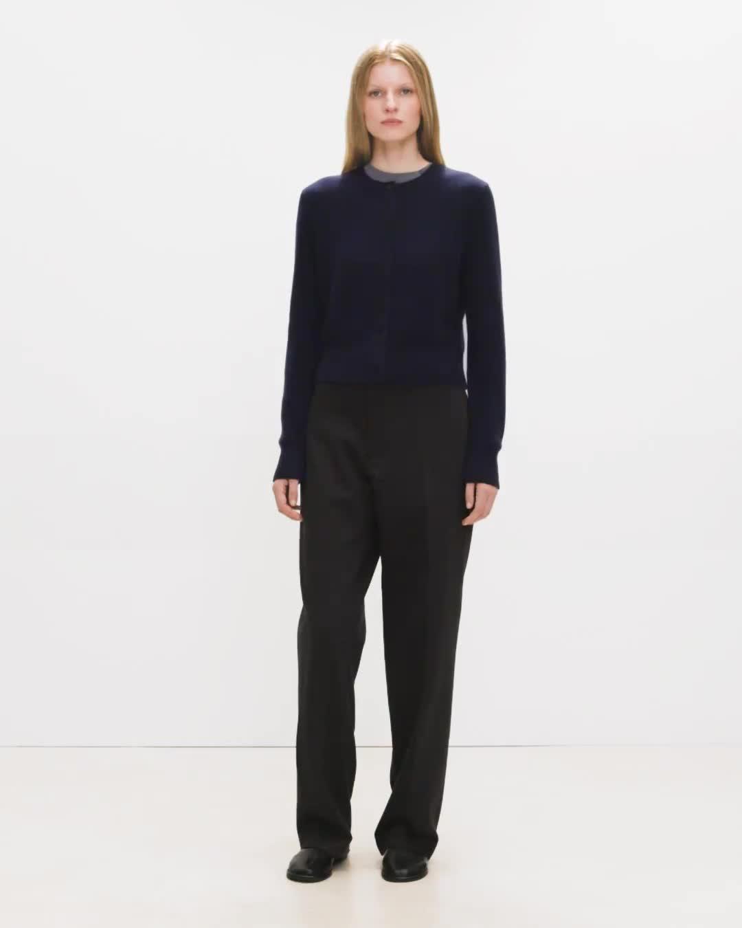 Crewneck Button-Up Cardigan in Cashmere