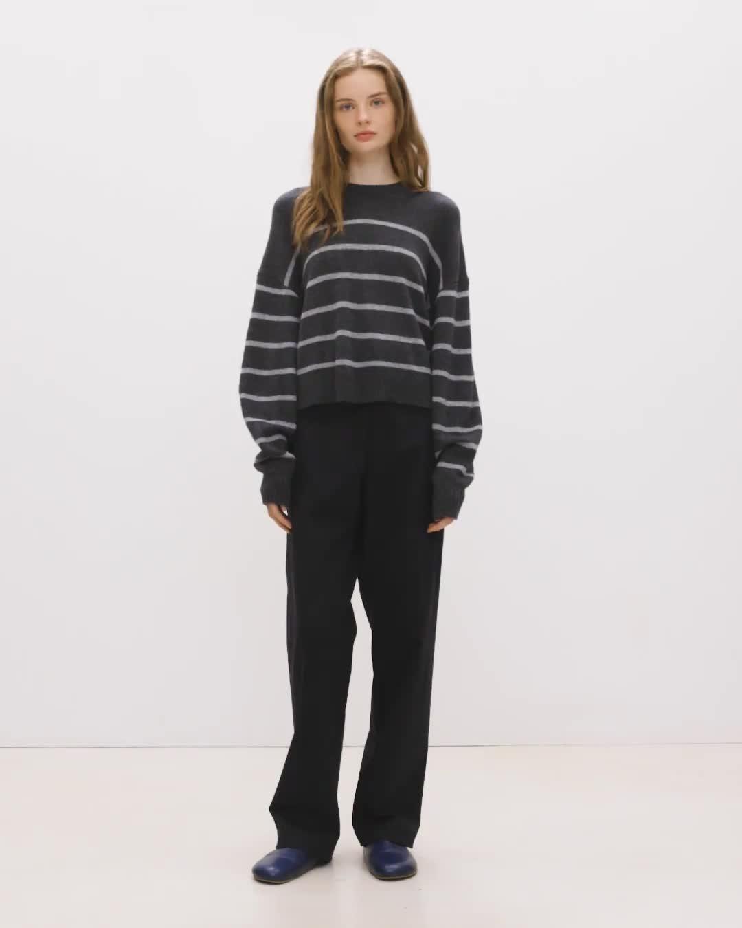 Striped Crewneck Sweater in Cashmere