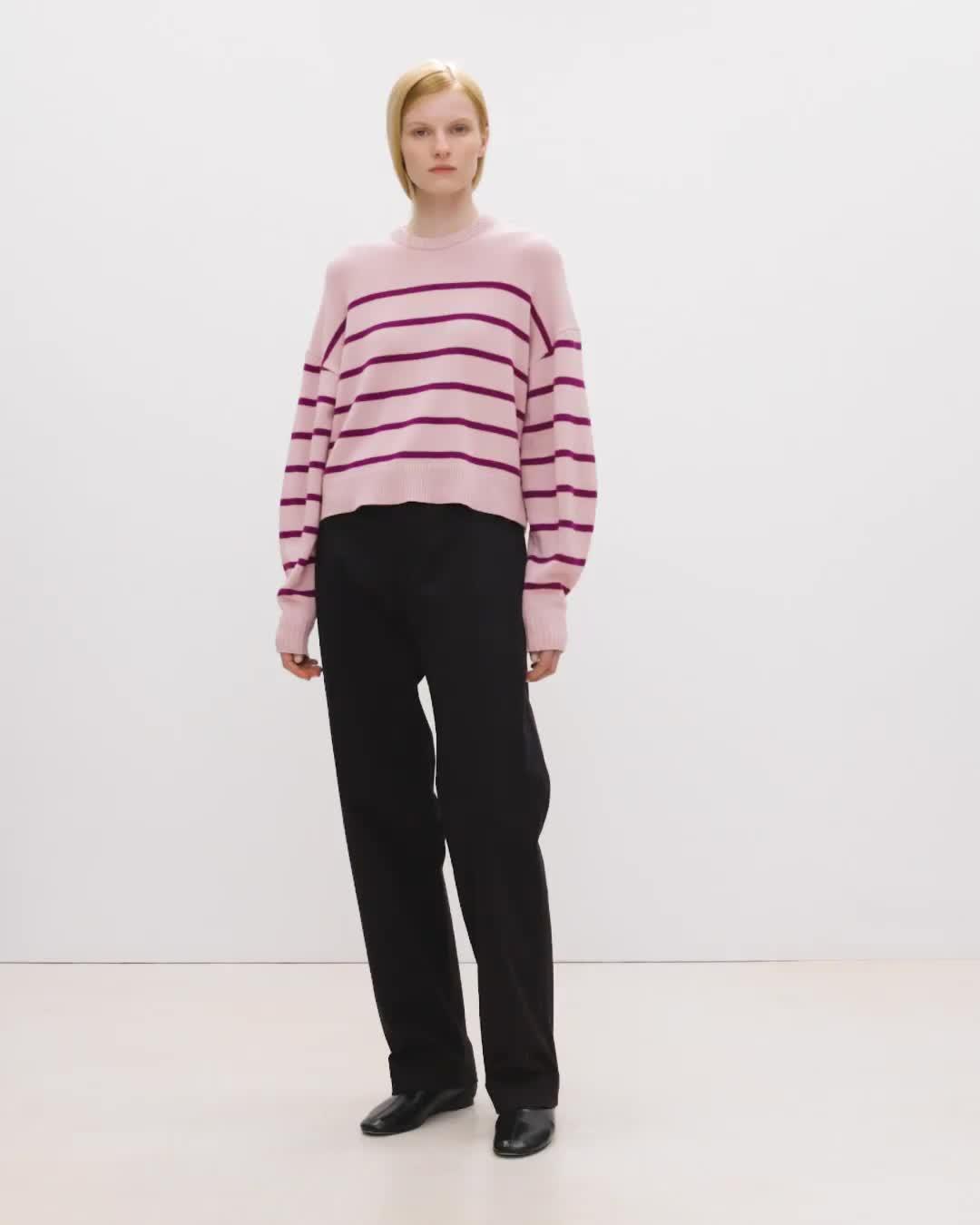 Striped Crewneck Sweater in Cashmere