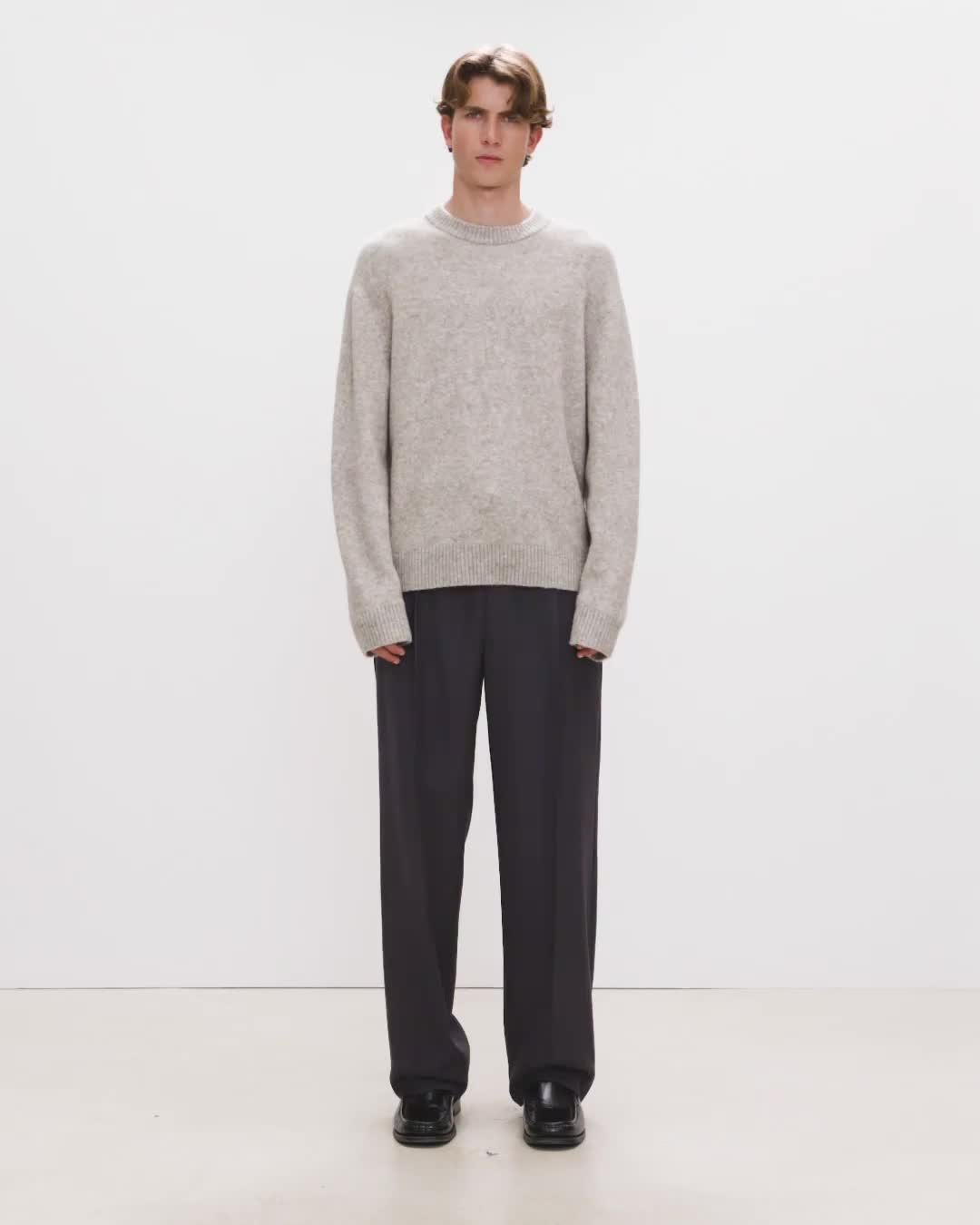 Crewneck Sweater in Brushed Wool-Yak